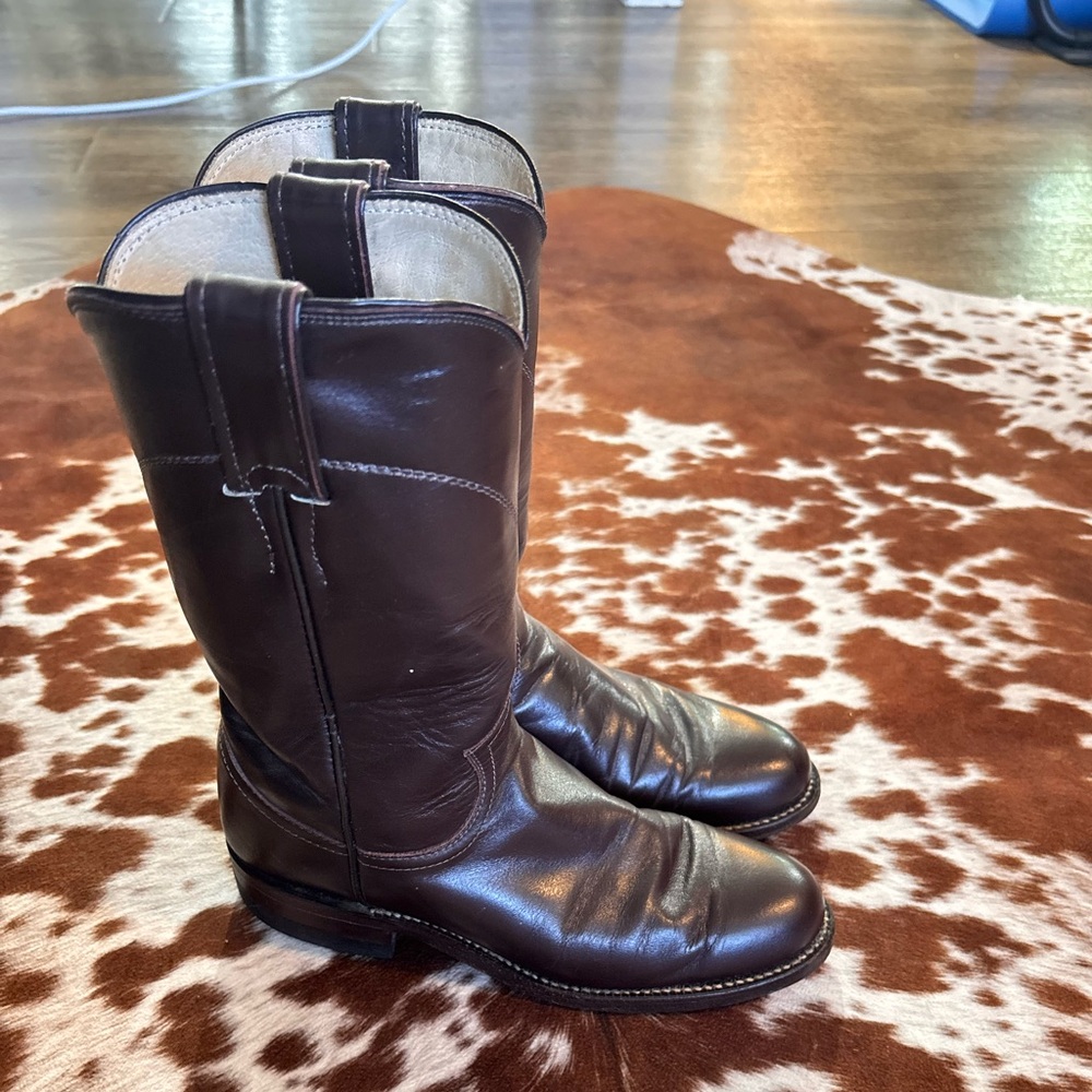 Justin Boots Classic Brown Leather Western Boots size 4 B kids
